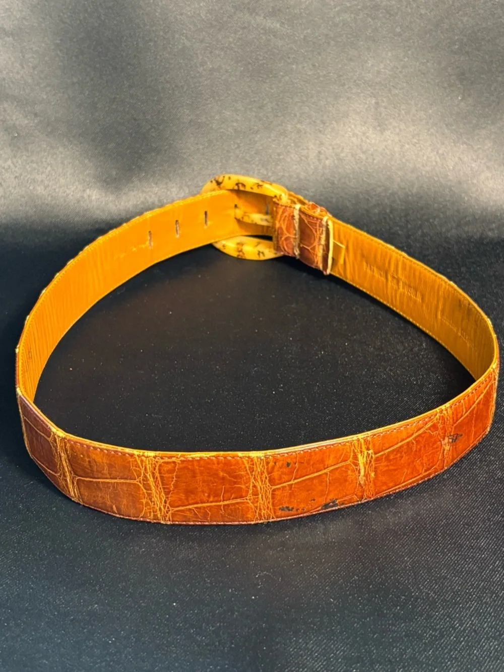 Vintage Rare Patricia Von Musulin Alligator Belt w/Bakelite? Buckle 36”x1.5”